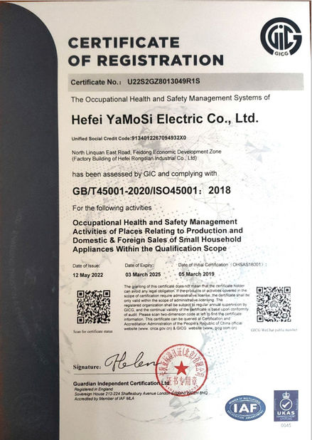 চীন Hefei Amos Electric Co., Ltd. সার্টিফিকেশন